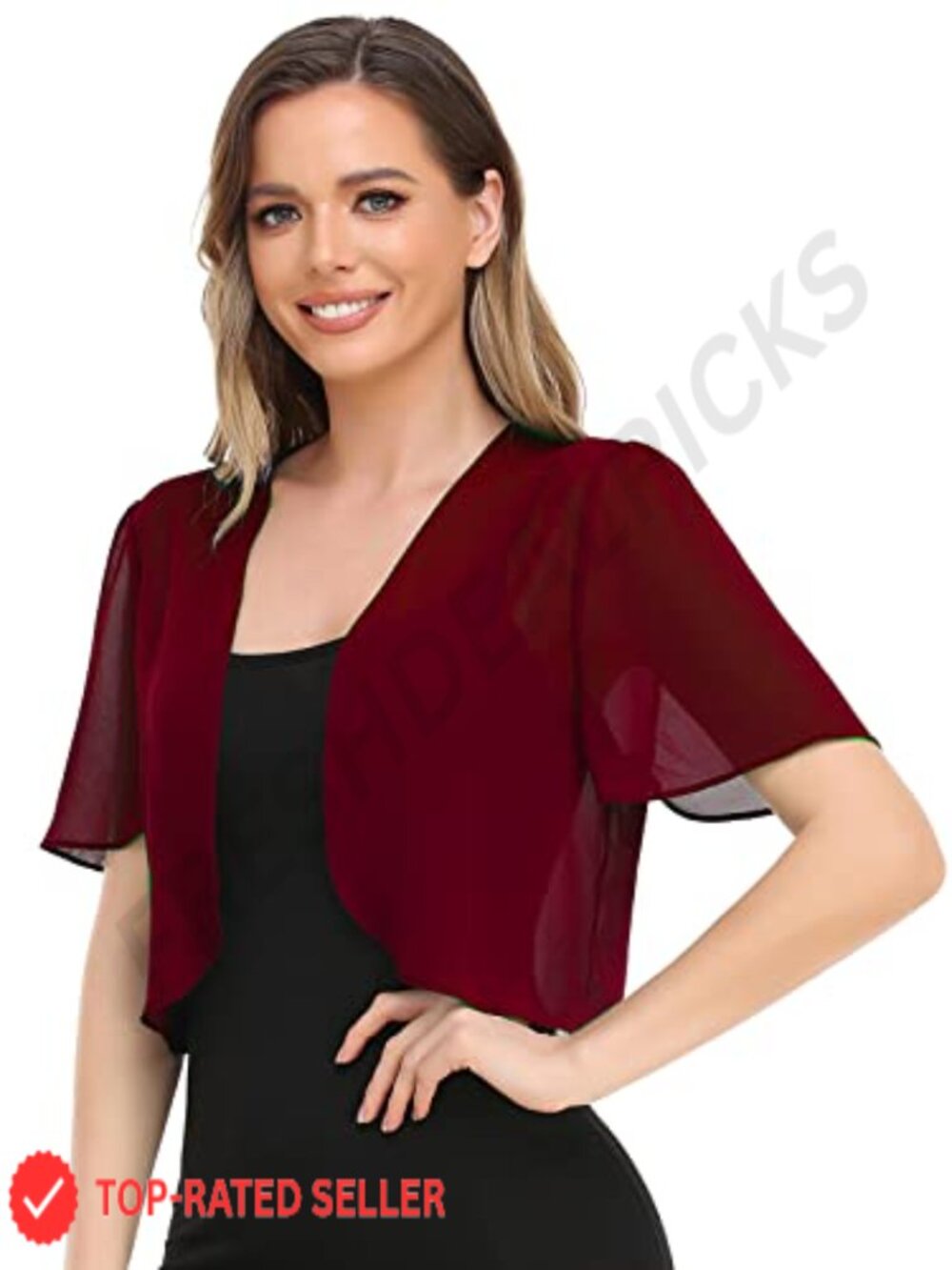 Chiffon Bolero Shrug Lightweight Cropped Cardigan Sheer Short Sleeve
